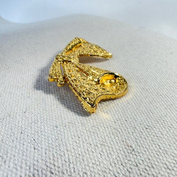 AAI Vintage Gold-Tone Textured Bow Brooch Pin MCM Mid-Century - Picture 8 of 9
